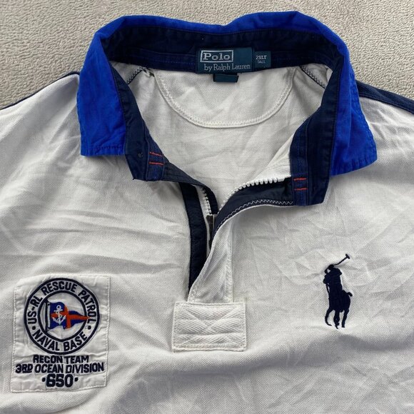 Polo Ralph Lauren Mens Rugby Polo Shirt 2XLT Colorblock Short Sleeve Quarter Zip - Picture 9 of 14